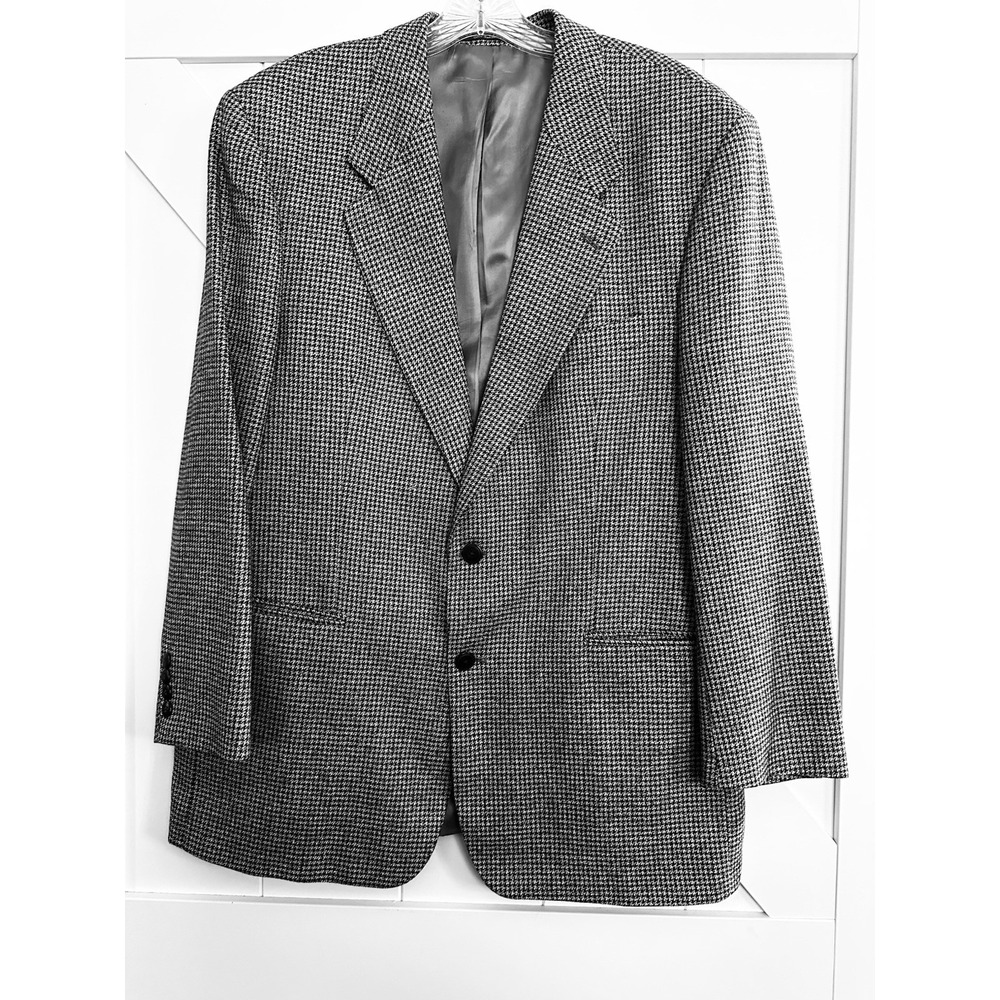 Brandini Le Collezioni Grey Herringbone Silk‎ Wool Blend Suit Jacket Blazer 43R